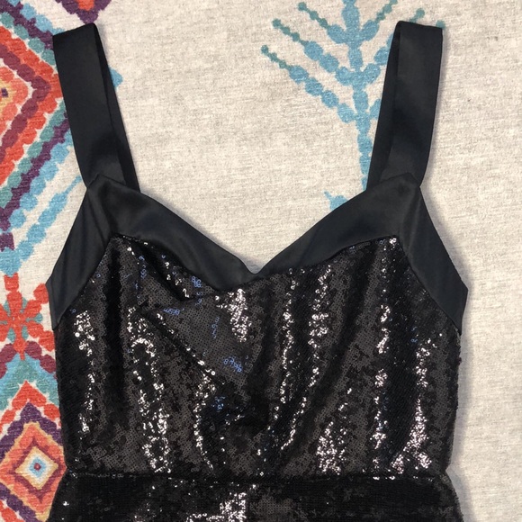 NWOT Monique Lhuillier Black Sequin silk dress - Picture 5 of 11